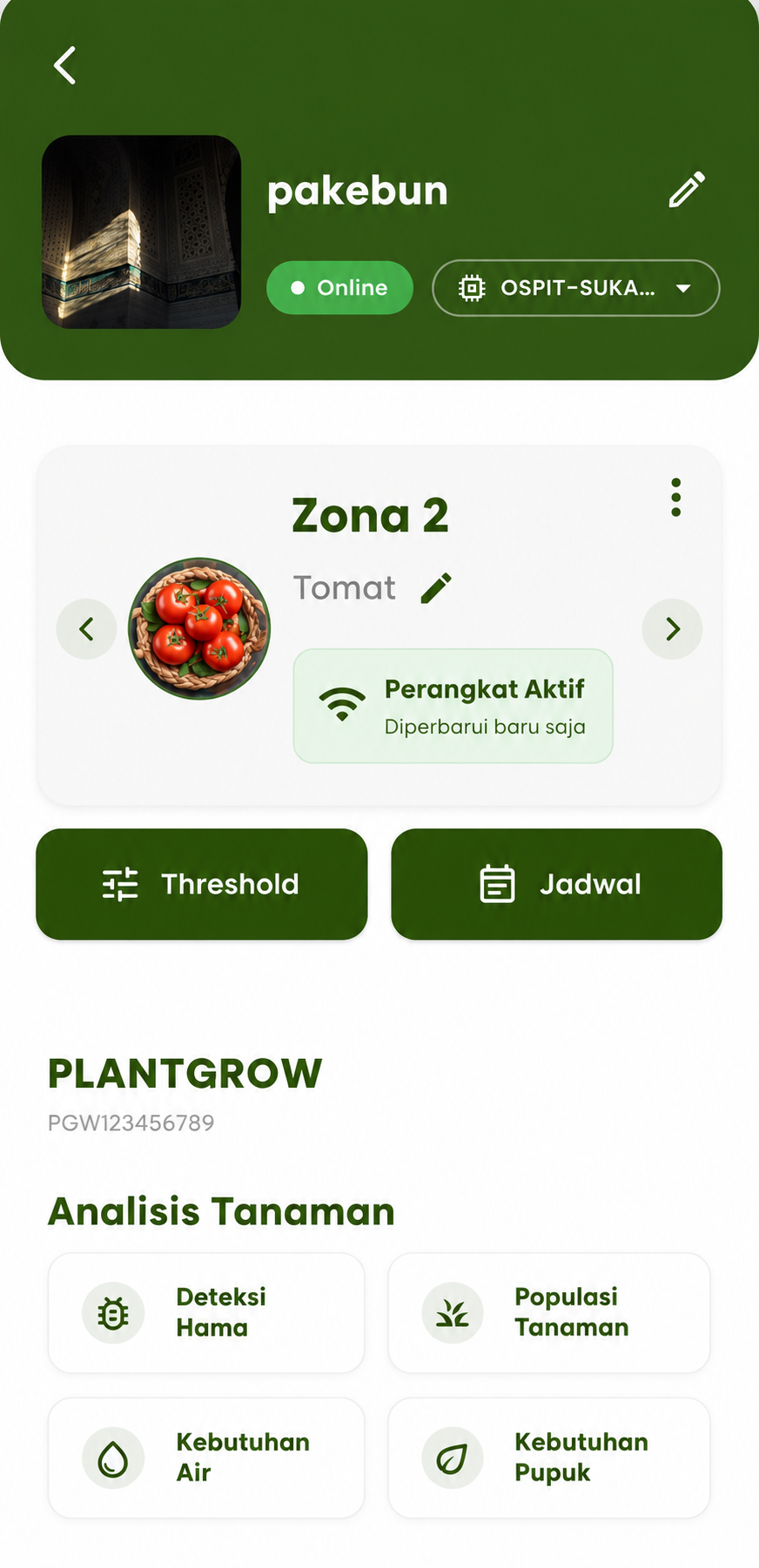 Tampilan Aplikasi Pakebun